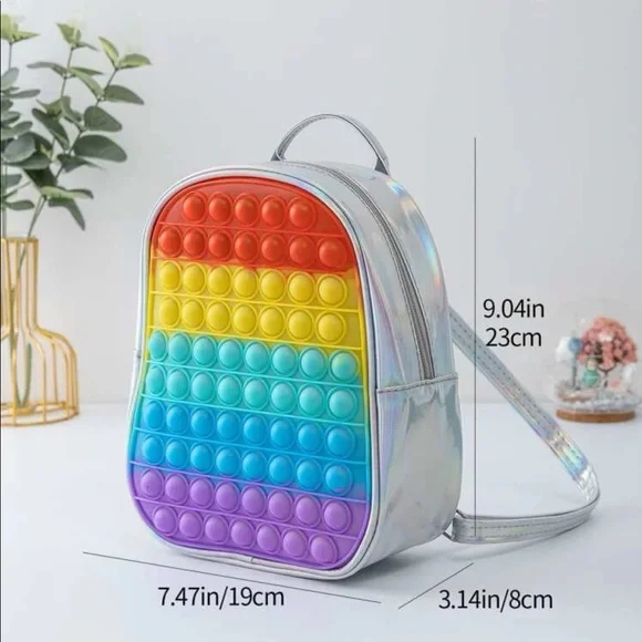 Girls Holographic Backpack with Multi Color Bubble Design OS New - Picture 5 of 5